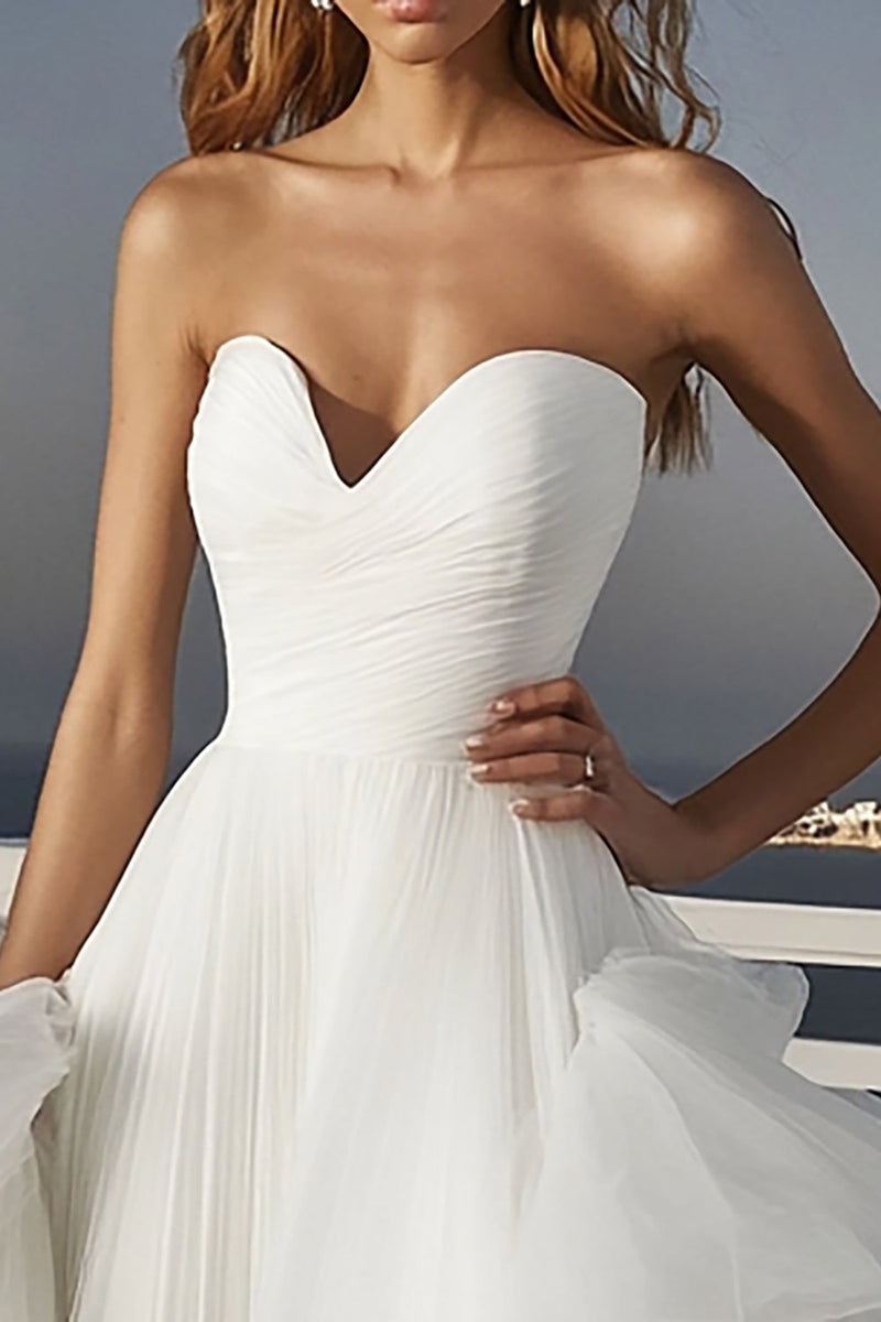 Load image into Gallery viewer, Ivory Sweetheart Tulle A Line Wedding Dress