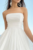 White A-Line Strapless Chiffon Short Graduation Dress