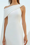 White Sheath One Shoulder Maxi Dress