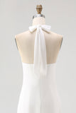 White A Line Halter Chiffon Long Holiday Dress