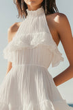 Halter Sleeveless Organza Ruffles Graduation Dress
