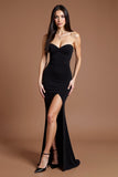 Sweetheart Black Mermaid Formal Dress with Slit