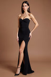 Sweetheart Black Mermaid Formal Dress with Slit