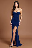 Sweetheart Black Mermaid Formal Dress with Slit