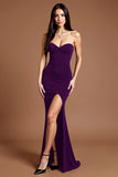 Sweetheart Black Mermaid Formal Dress with Slit
