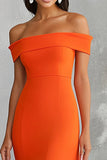 Orange Off the Shoulder Mermaid Long Formal Dress