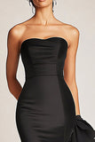 Strapless Black Mermaid Satin Formal Dress