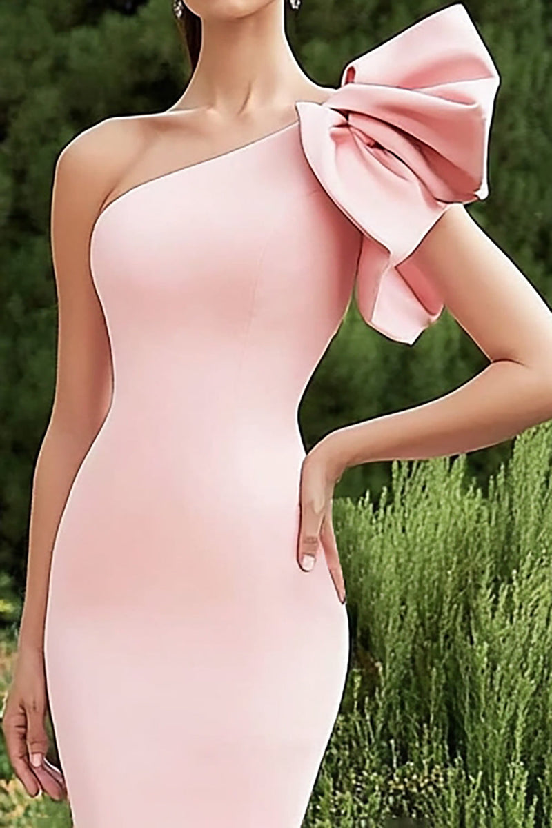 Load image into Gallery viewer, Pink One Shoulder Ruffles Mermaid Formal Dress
