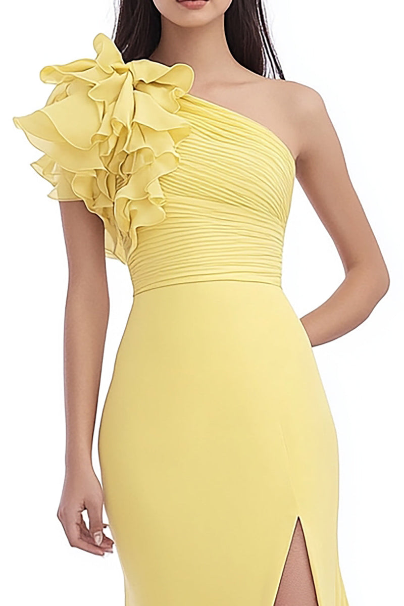 Load image into Gallery viewer, Daffodil One Shoulder Chiffon Mermaid Formal Dress with Ruffles
