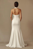 Mermaid Halter Satin White Wedding Dress
