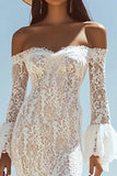 Lace White Off the Shoulder Mermaid Wedding Dress