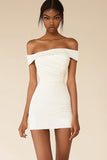Bodycon White Off the Shoulder Graduation Dress