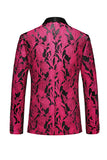 Jacquard Fuchsia 3 Pieces Shawl Lapel Men's Suits