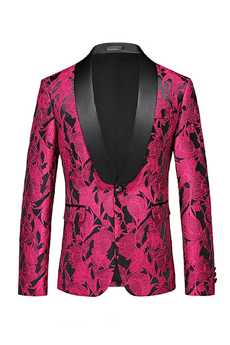 Load image into Gallery viewer, Jacquard Fuchsia 3 Pieces Shawl Lapel Men&#39;s Suits