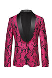 Jacquard Fuchsia 3 Pieces Shawl Lapel Men's Suits