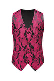 Jacquard Fuchsia 3 Pieces Shawl Lapel Men's Suits