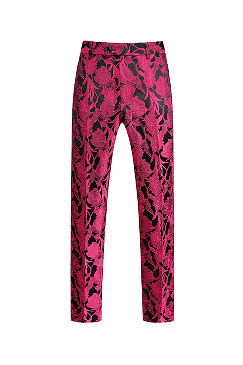 Load image into Gallery viewer, Jacquard Fuchsia 3 Pieces Shawl Lapel Men&#39;s Suits