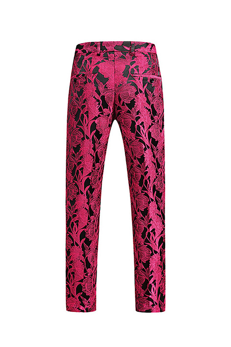 Load image into Gallery viewer, Jacquard Fuchsia 3 Pieces Shawl Lapel Men&#39;s Suits