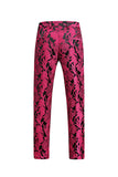 Jacquard Fuchsia 3 Pieces Shawl Lapel Men's Suits