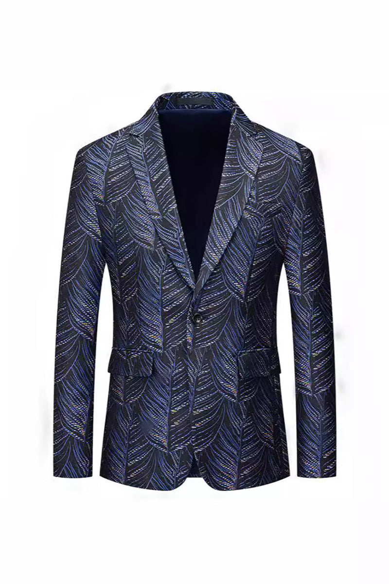 Load image into Gallery viewer, Dark Navy Jacquard Notched Lapel Men&#39;s Blazer