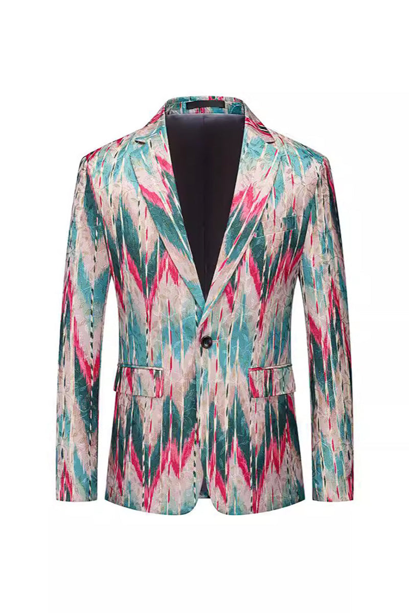 Load image into Gallery viewer, Men&#39;s Colourful Printed Notched Lapel Prom Blazer