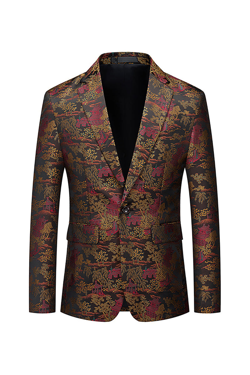 Load image into Gallery viewer, Brown Fitted Floral Notched Lapel Men&#39;s Blazer