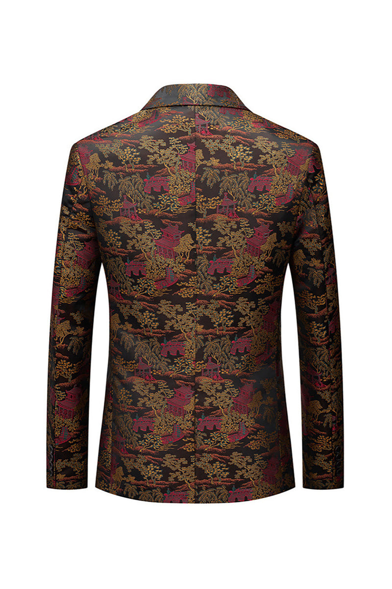 Load image into Gallery viewer, Brown Fitted Floral Notched Lapel Men&#39;s Blazer