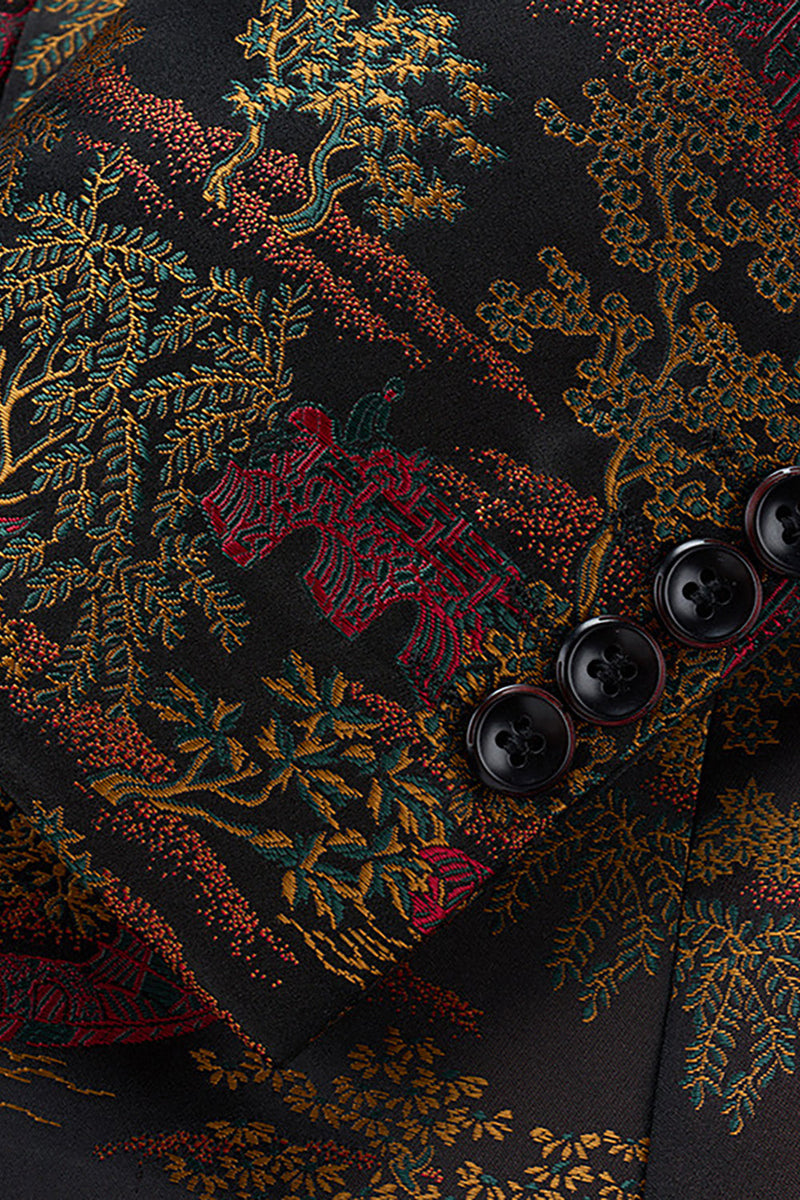 Load image into Gallery viewer, Brown Fitted Floral Notched Lapel Men&#39;s Blazer