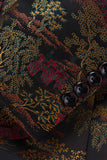 Brown Fitted Floral Notched Lapel Men's Blazer