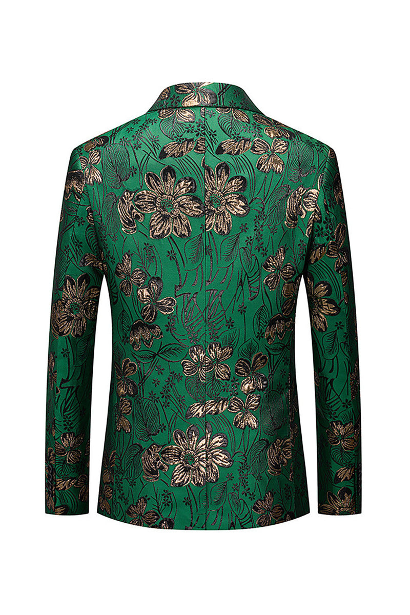 Load image into Gallery viewer, Green Floral Notched Lapel One Button Men&#39;s Blazer