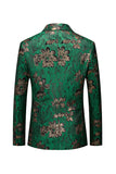 Green Floral Notched Lapel One Button Men's Blazer
