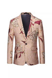 Rose Gold Single Breasted Notched Lapel Printed Men's Prom Blazer