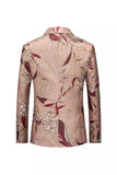Rose Gold Single Breasted Notched Lapel Printed Men's Prom Blazer