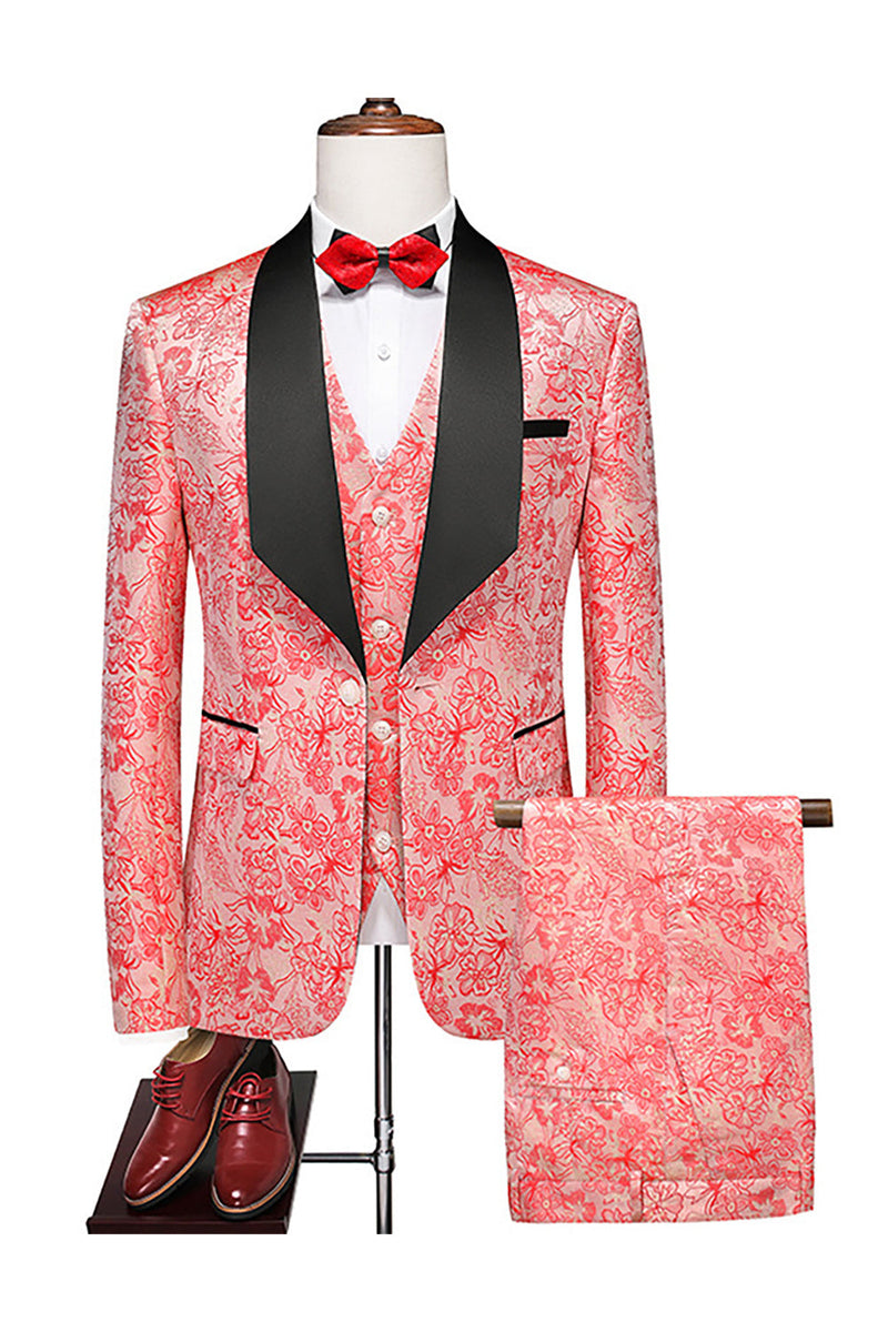 Load image into Gallery viewer, Purple Single Breasted Shawl Lapel Printed 3 Pieces Men&#39;s Prom Suits