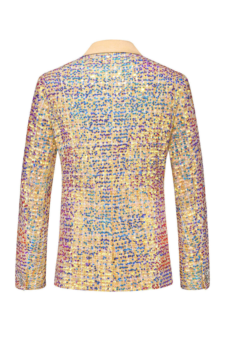 Load image into Gallery viewer, Champagne Sequin Single Breasted Notched Lapel Printed 2 Pieces Men&#39;s Prom Suits