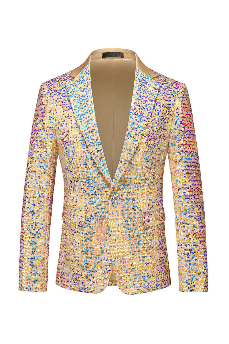 Load image into Gallery viewer, Champagne Sequin Single Breasted Notched Lapel Printed 2 Pieces Men&#39;s Prom Suits