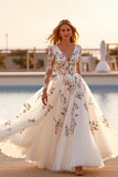 White A Line Wedding Dress with Appliques