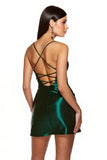 Dark Green Corset Satin Short Graduation Dress