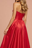 A Line Strapless Long Prom Dress With Slit