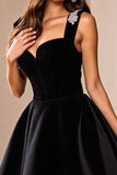 Black A Line Mini Graduation Dress