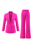 Fuchsia 2 Piece Long Sleeves Work Suits with Pockets