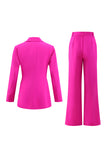 Fuchsia 2 Piece Long Sleeves Work Suits with Pockets