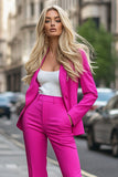 Fuchsia 2 Piece Long Sleeves Work Suits with Pockets