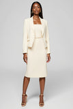 Ivory Peak Lapel Knee Length 2 Piece Work Dress
