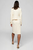 Ivory Peak Lapel Knee Length 2 Piece Work Dress