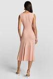 Blush Mermaid V Neck Midi Work Dress