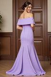 Lilac Mermaid Appliqued Off the Shoulder Mother of the Bride Dress
