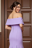 Lilac Mermaid Appliqued Off the Shoulder Mother of the Bride Dress