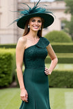One Shoulder Pine Mermaid Mother of The Bride Dress with Appliques