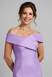 Lilac Off the Shoulder Mermaid Mother of the Bride Dress with Slit